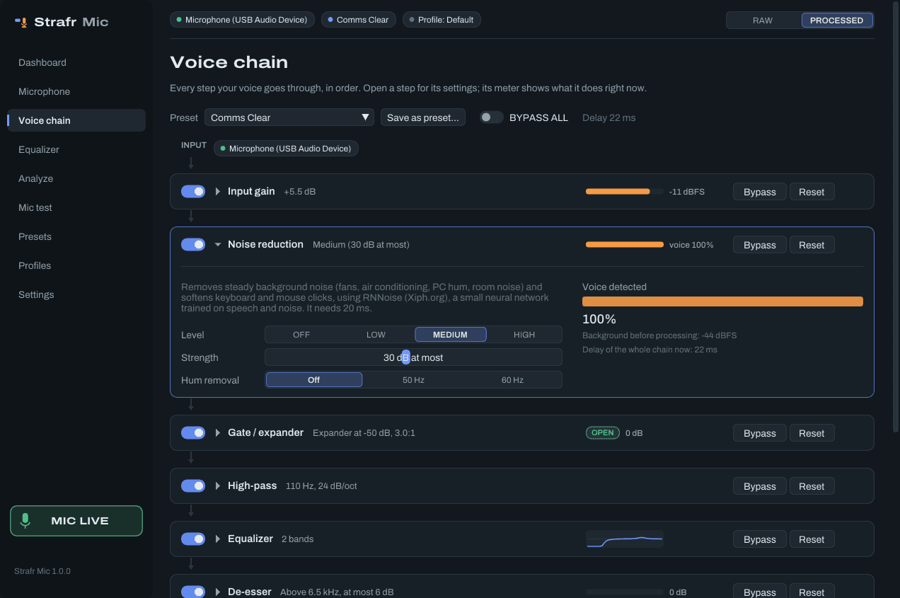 Strafr Mic: Voice chain